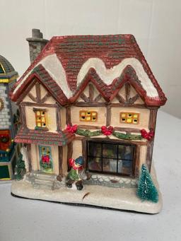 Group of 3 Ceramic Christmas Village Buildings