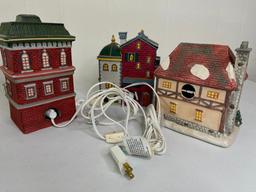 Group of 3 Ceramic Christmas Village Buildings