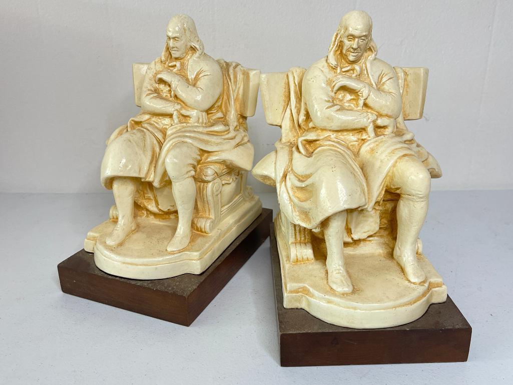 Pair of Ceramic Ben Franklin Bookends