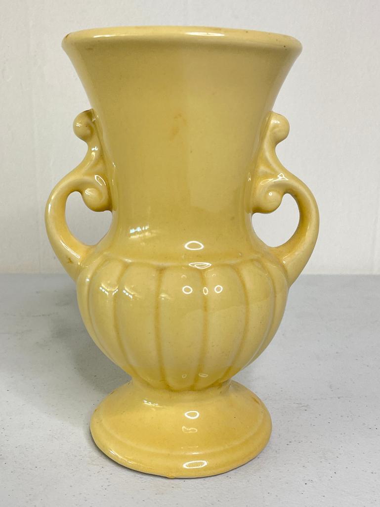 Double Handle Pottery Vase Marked "USA'
