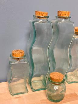 Set of Green Glass Canisters