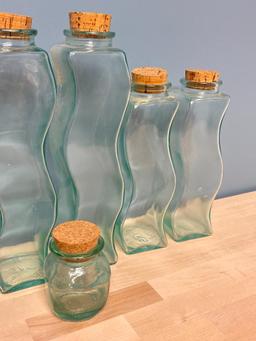 Set of Green Glass Canisters