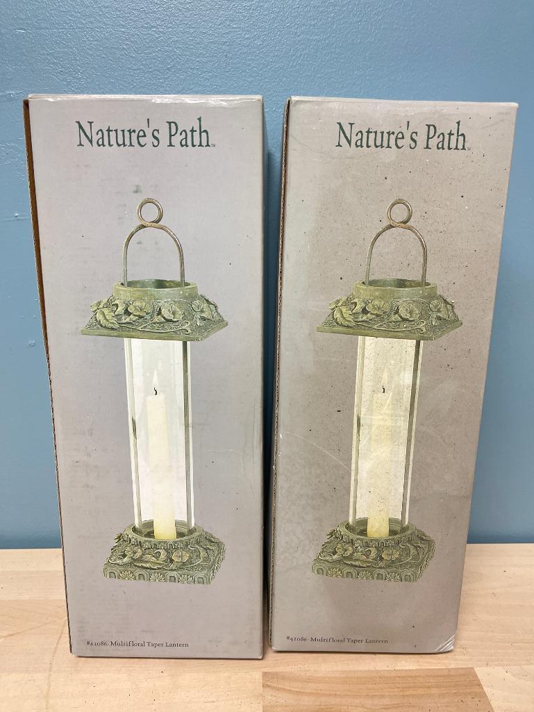 Pair of Nature's Path Multifloral Taper Lantern
