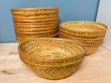 Group of Wicker Basket Bowls