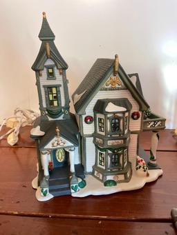 Group of 3 Ceramic Christmas Village Buildings