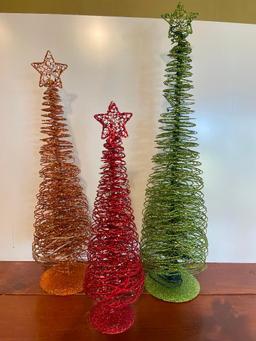 Group of 3 Metal Glitter Trees