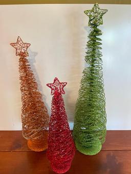 Group of 3 Metal Glitter Trees