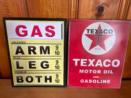 Group of 2 Thin Metal Contemporary Gas Signs