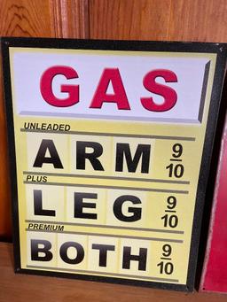 Group of 2 Thin Metal Contemporary Gas Signs