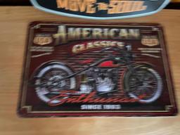 Group of 2 Thin Metal Motorcycle Signs