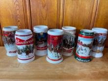 Group of 7 Budweiser Beer Steins