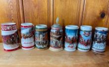 Group of 7 Budweiser Beer Steins