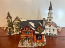 Group of 3 Ceramic Christmas Village Buildings