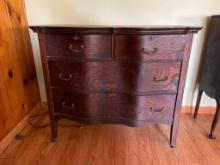 Vintage Wooden Curved Front Dresser