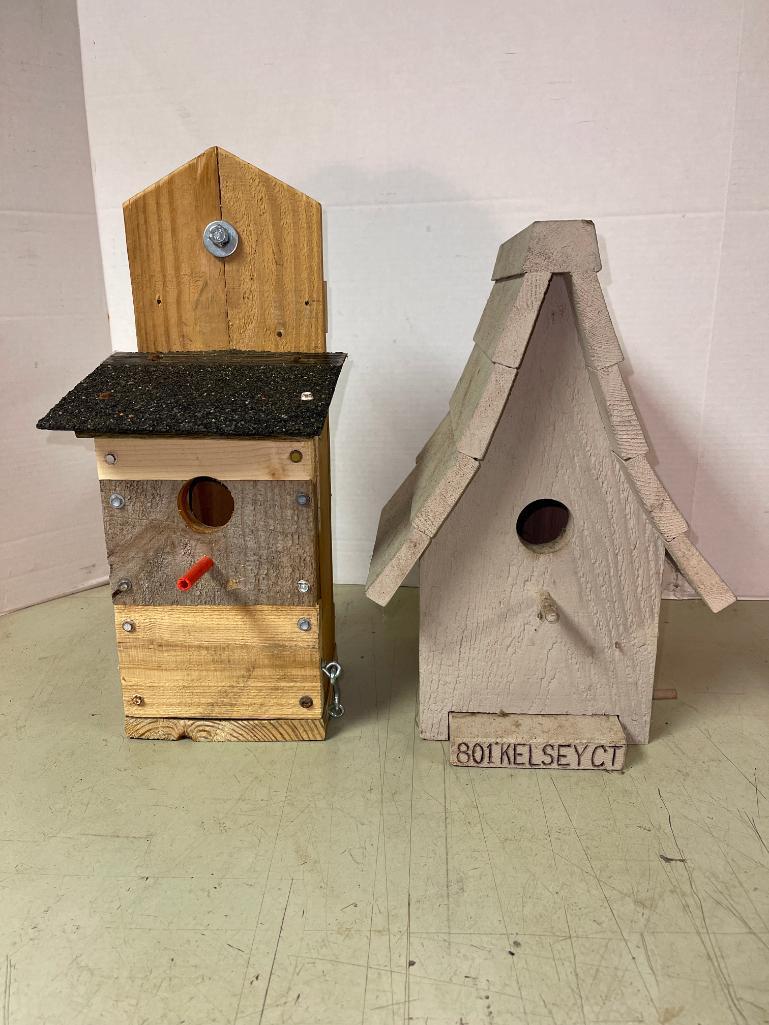Two Hand Made Wood Birdhouses