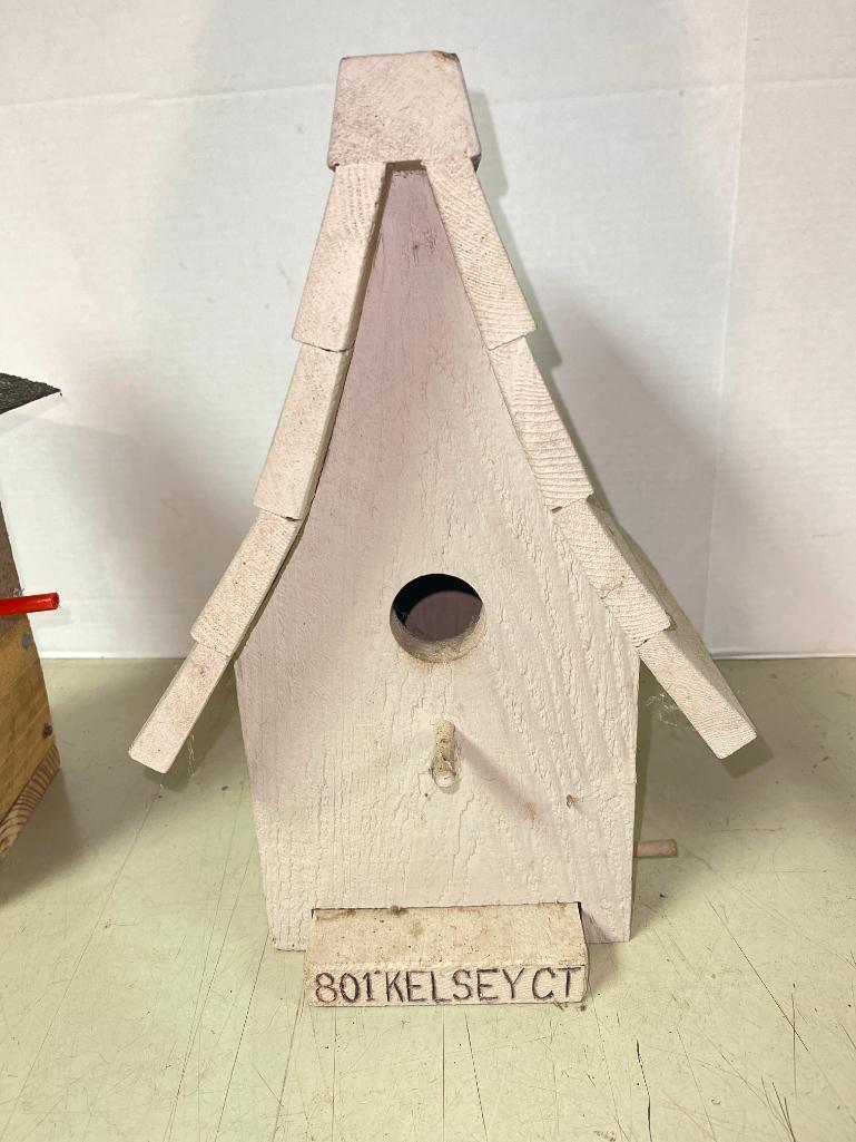 Two Hand Made Wood Birdhouses