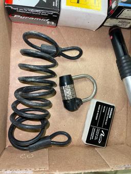 Group of Misc Bicycle Parts Incl Lock, Pump, Tube and More