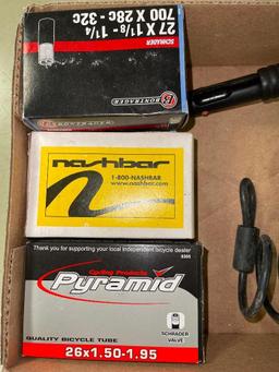 Group of Misc Bicycle Parts Incl Lock, Pump, Tube and More