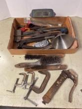 Misc Treasure Lot Incl Wire Brushes, Clamps, Magnifying Glasses and More