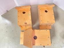 Three Hand Made Wood Bird Houses