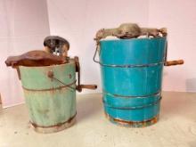 Two Vintage Hand Crank Ice Cream Makers