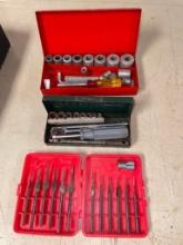 Three Piece Lot Incl Drill Bits, Socket Wrenches and More