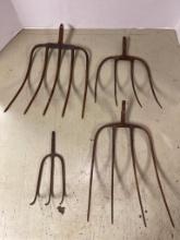 Four Antique Pitchfork Tines