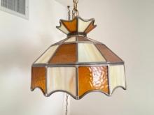 Vintage Pub Style Stained Glass Hanging Lamp