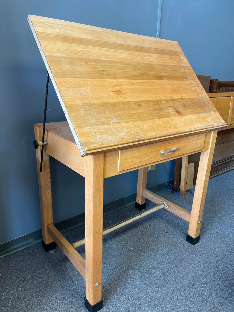 Vintage Wooden Drafting Table