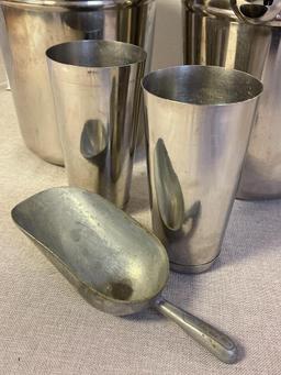 Set of 2 Stainless Beer Buckets and 2 Cups