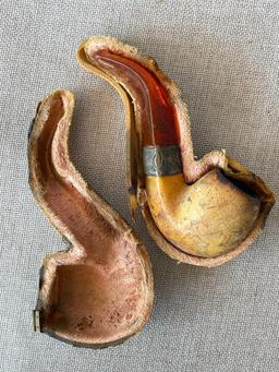 Short Vintage Smoking Pipe with Case