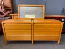 Vintage Wooden Dresser with Mirror