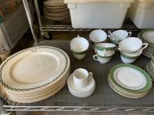 Shelf Lot of Shenango China Dinner Plates and Royal Worcester China Dinner Plates and More