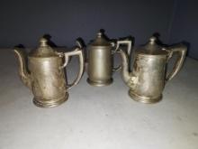 Three Vintage Silver Soldered Creamers