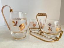 Vintage Libby Golden Leaf Creamer and Sugar Set