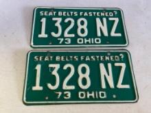 Matching Set of 1973 Ohio License Plates