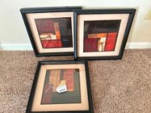 Set of Three Contemporary "Chris Donovan homestudio Genuine Wood Product" Wall Art