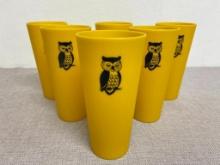 Set of 6 Vintage Plastic Owl Cups