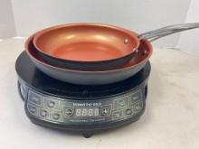 Group of 2 Nuwave Induction Skillets and Electric Induction Cooktop