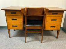 Vintage Wooden Desk with Chair