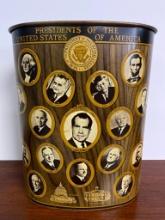 Vintage Metal Presidential Trash Can