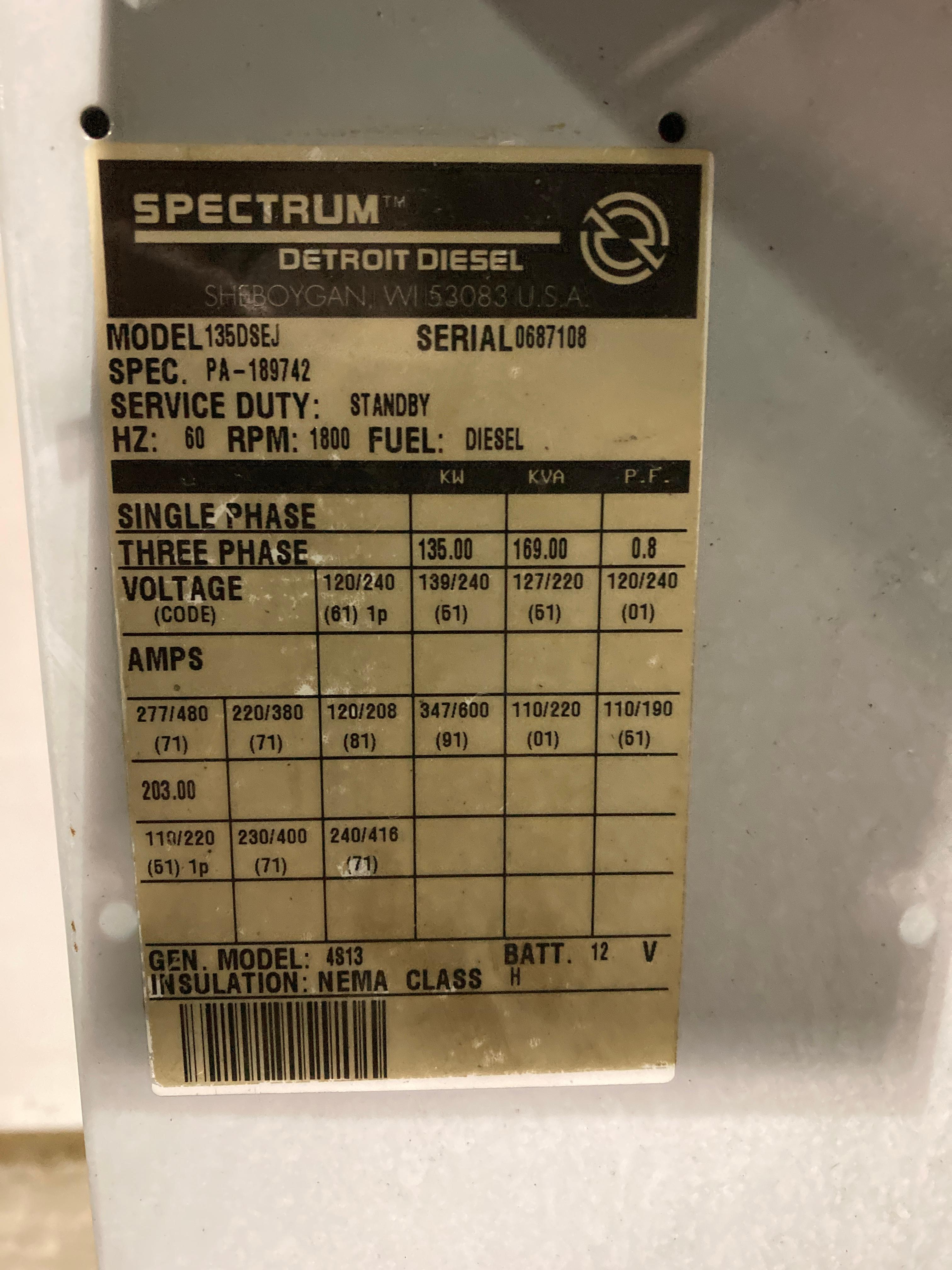 Spectrum 135DSEJ Generator