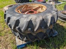(2) Firestone 14.9-28 Tires on Spin-Out Rims