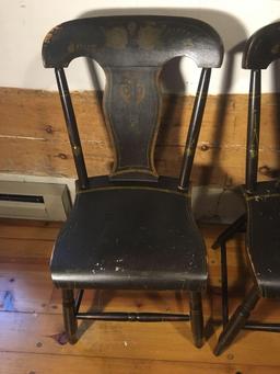 2 matching antique plank bottom wooden chairs (SPRING MILLS)