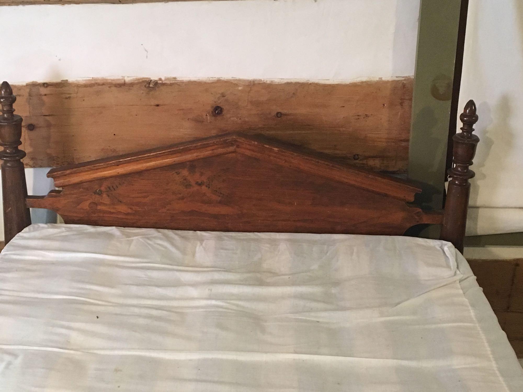 Antique three quarter bed: headboard, footboard, mattress, metal springs (SPRING MILLS)