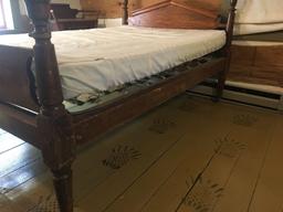 Antique three quarter bed: headboard, footboard, mattress, metal springs (SPRING MILLS)