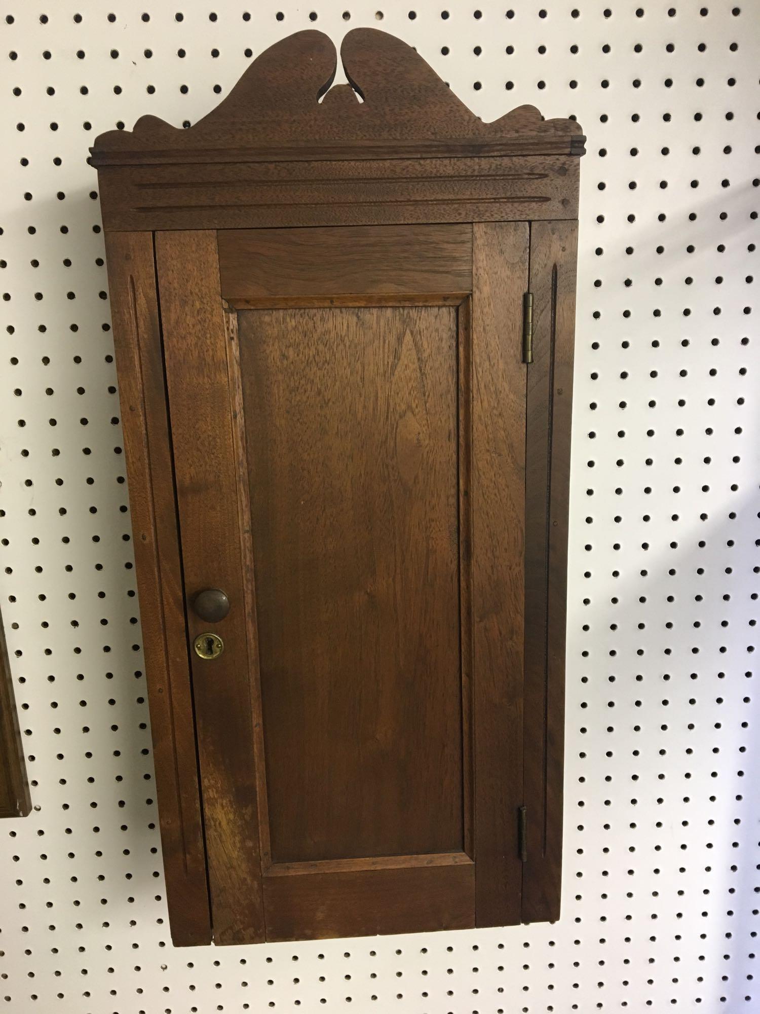 Vintage handcrafted walnut medicine cabinet with mirror inside