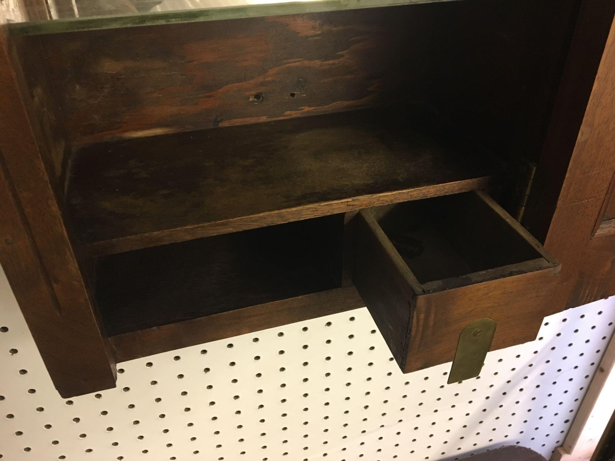 Vintage handcrafted walnut medicine cabinet with mirror inside