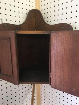Handcrafted walnut hanging corner cabinet