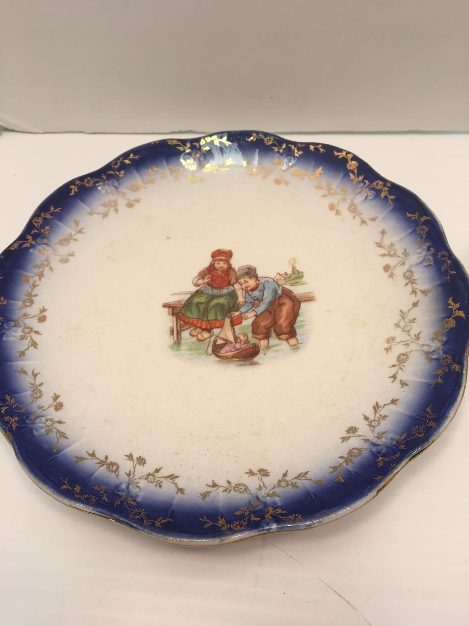 Vintage BUSTER BROWN plate,vintage salt cellar/lid, children's plates, bulldog plate